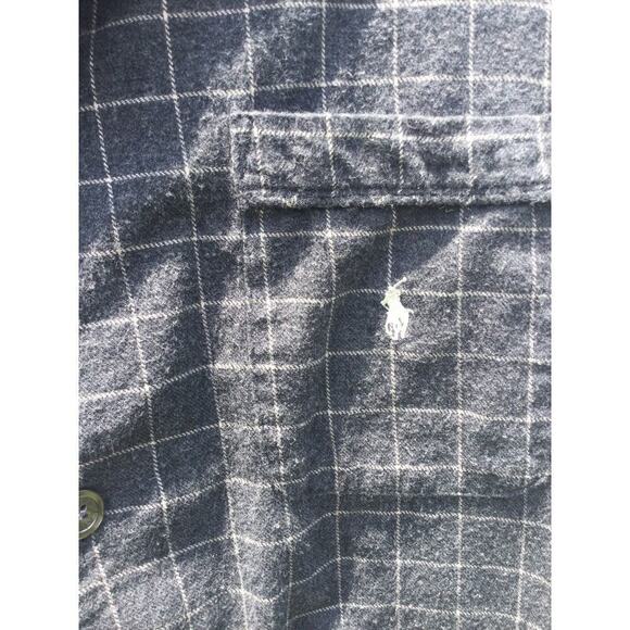 Polo Ralph Lauren sleepshirt mens M pajama grey plaid sleepware cotton preppy pj - Picture 2 of 9